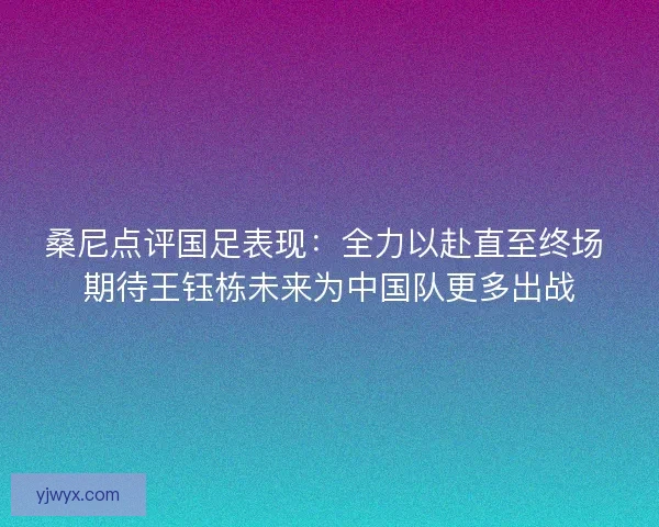 桑尼点评国足表现:全力以赴直至终场 期待王钰栋未来为中国队更多出战 桑尼点评国足表现:全力以赴直至终场 期待王钰栋未来为中国队更多出战