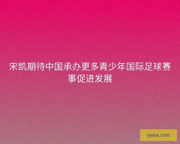 宋凯期待中国承办更多青少年国际足球赛事促进发展
